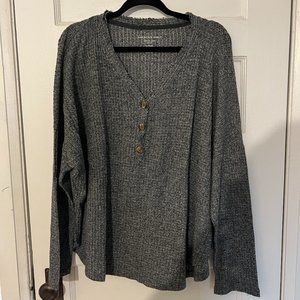 Gray Waffle Knit Long Sleeve